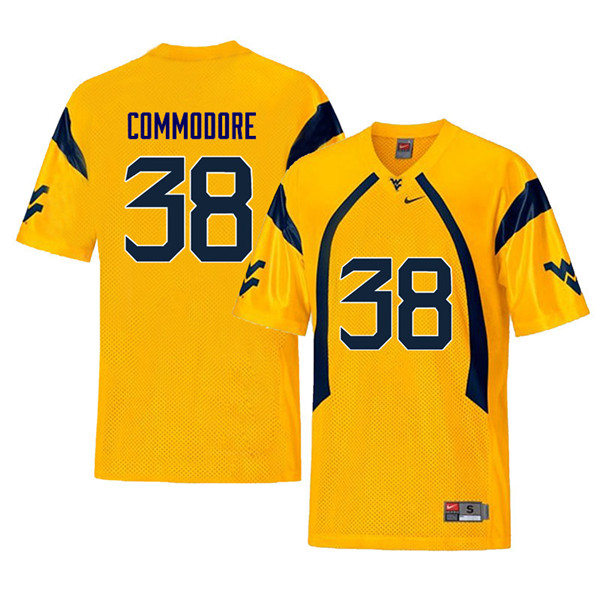Men #38 Shane Commodore West Virginia Mountaineers Retro College Football Jerseys Sale-Yellow - Click Image to Close